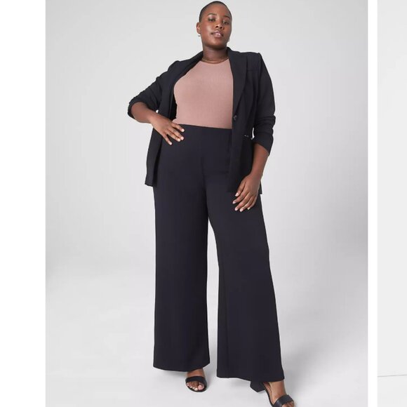 NWT NIB Lane Bryant Journey High-Rise Wide Leg Pull-on Ponte Pant - Black - 26W - Picture 3 of 4